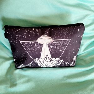 Black & White UFO Print Makeup Bag